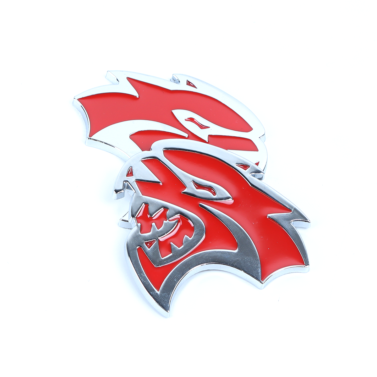 2Pcs 2015-2019 Charger Challenger ABS Hellcat Badge Red Chrome Dodge Devilcat Decal Nameplate