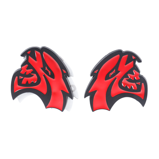 2Pcs 2015-2019 Charger Challenger ABS Hellcat Badge Black Red Dodge Devilcat Decal Nameplate