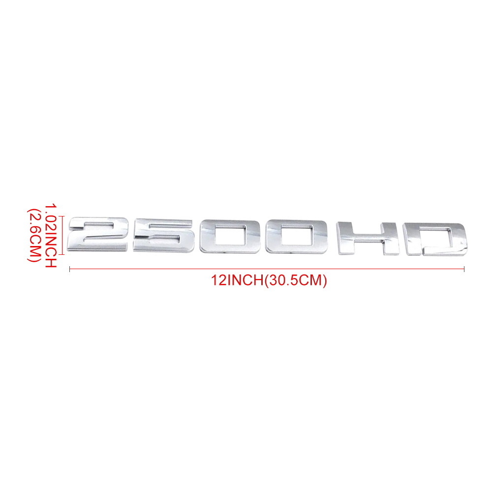 2PCS Silverado 2500HD Plastic Front Door Side Letter Gloss Chrome Chevrolet
