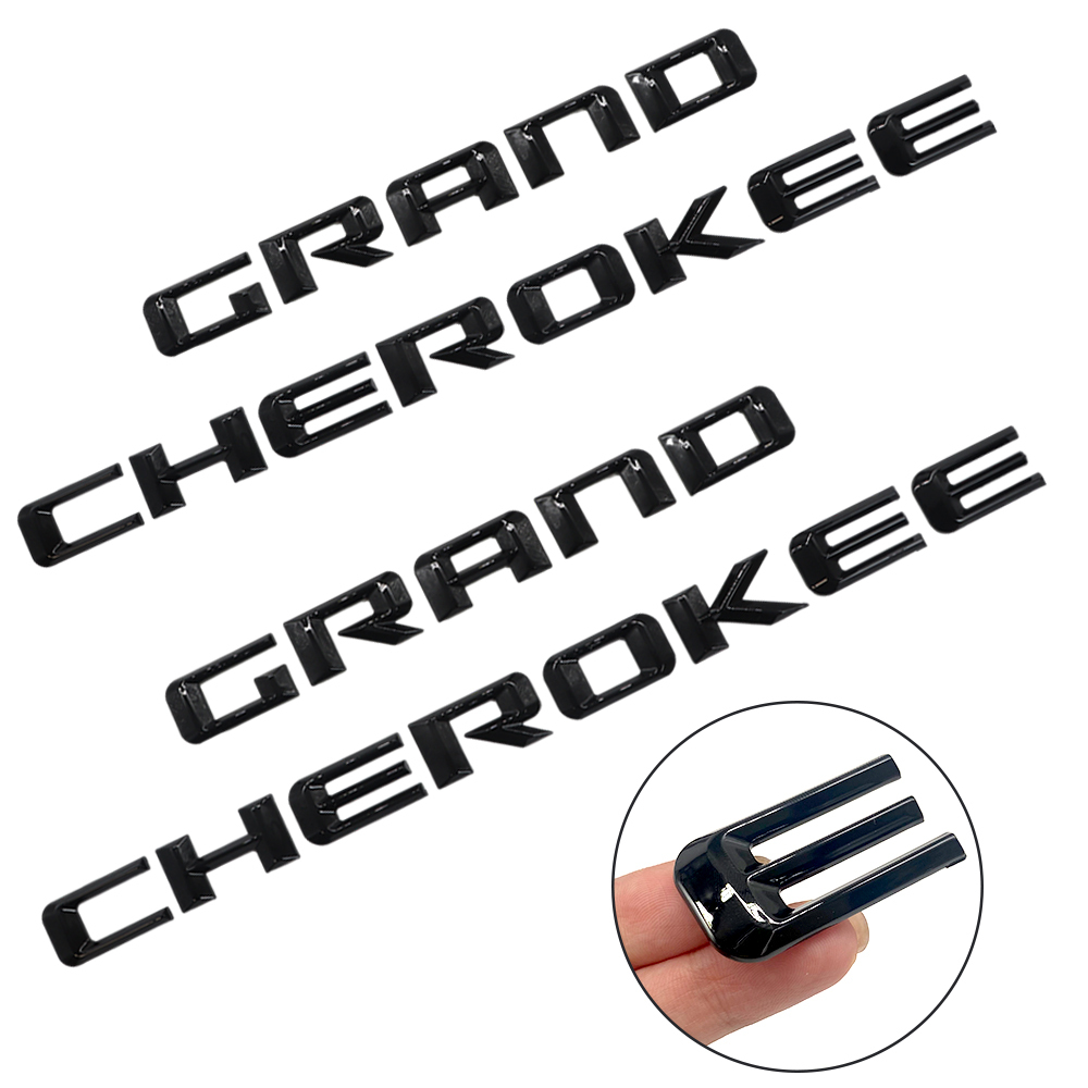 2Pcs 2014-2016 Grand Cherokee Plastic Door Letters Gloss Black Left Right Jeep