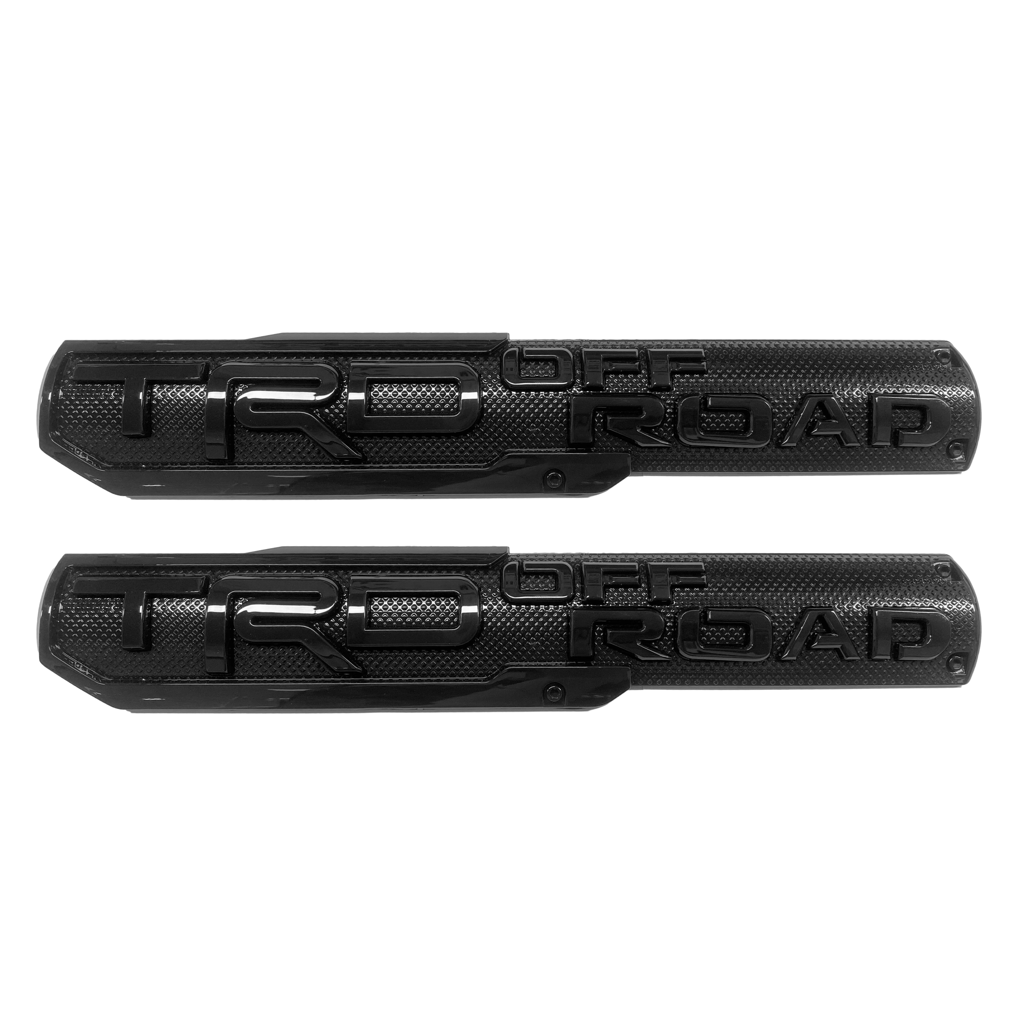 2PCS Tundra Tacoma 4Runner Plastic TRD OFF ROAD Fender Side Emblem Sticker Glossy Black Toyota