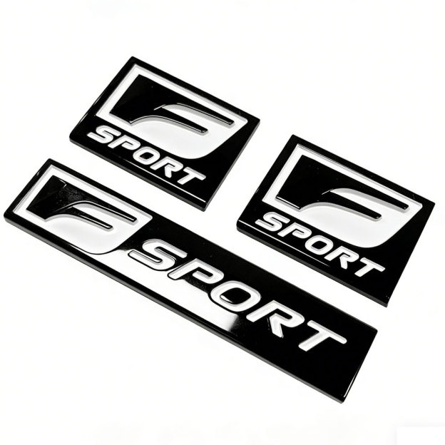 2PCS  IS-F GS-F RC IS250 350 RX350 Plastic F-SPORT Fender Side /Rear Emblem Sticker Glossy Black Lexus