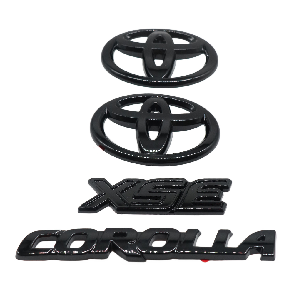 4PCS 2020-2025 Corolla XSE ABS Plastic Overlay Front Rear Emblem Kit Gloss Black Toyota PT948-02202-02