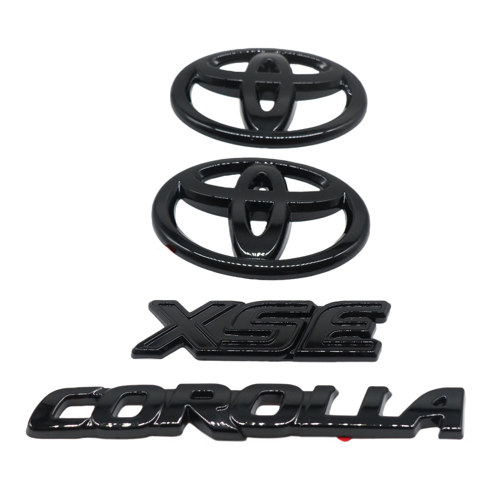 4PCS 2020-2025 Corolla XSE ABS Plastic Overlay Front Rear Emblem Kit Gloss Black Toyota PT948-02202-02