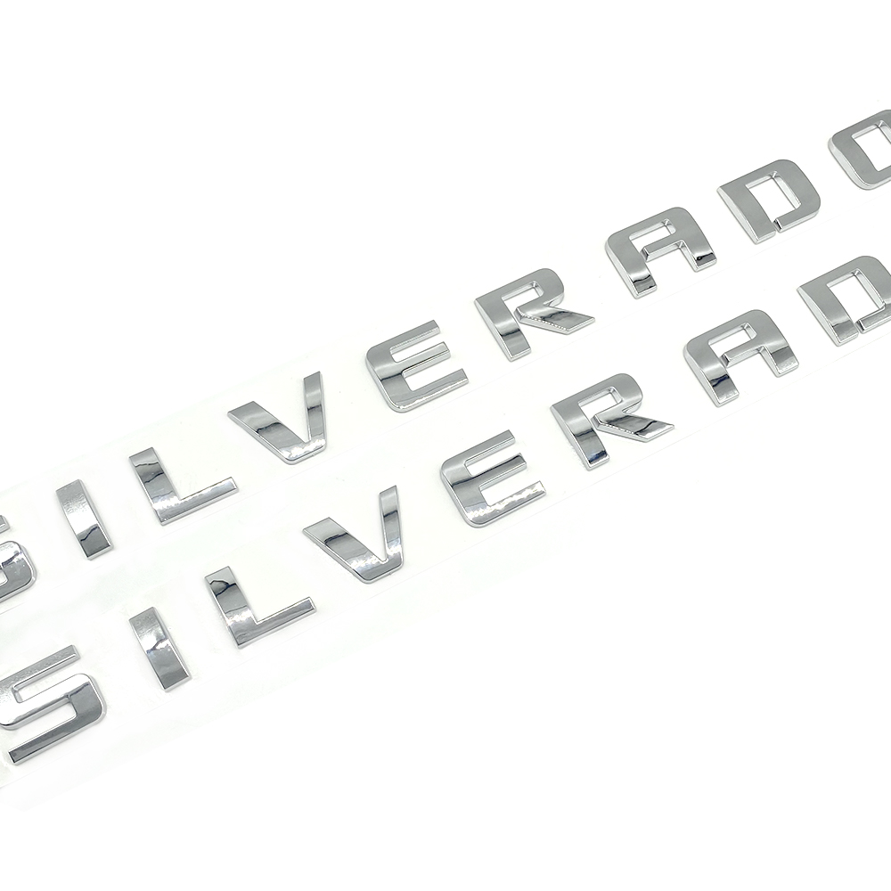 2pcs 2007-2018 Silverado 1500 2500 Plastic Front Rear Door Side Letters Chrome Chevrolet