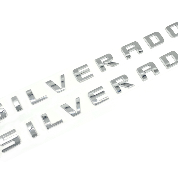2pcs 2007-2018 Silverado 1500 2500 Plastic Front Rear Door Side Letters Chrome Chevrolet