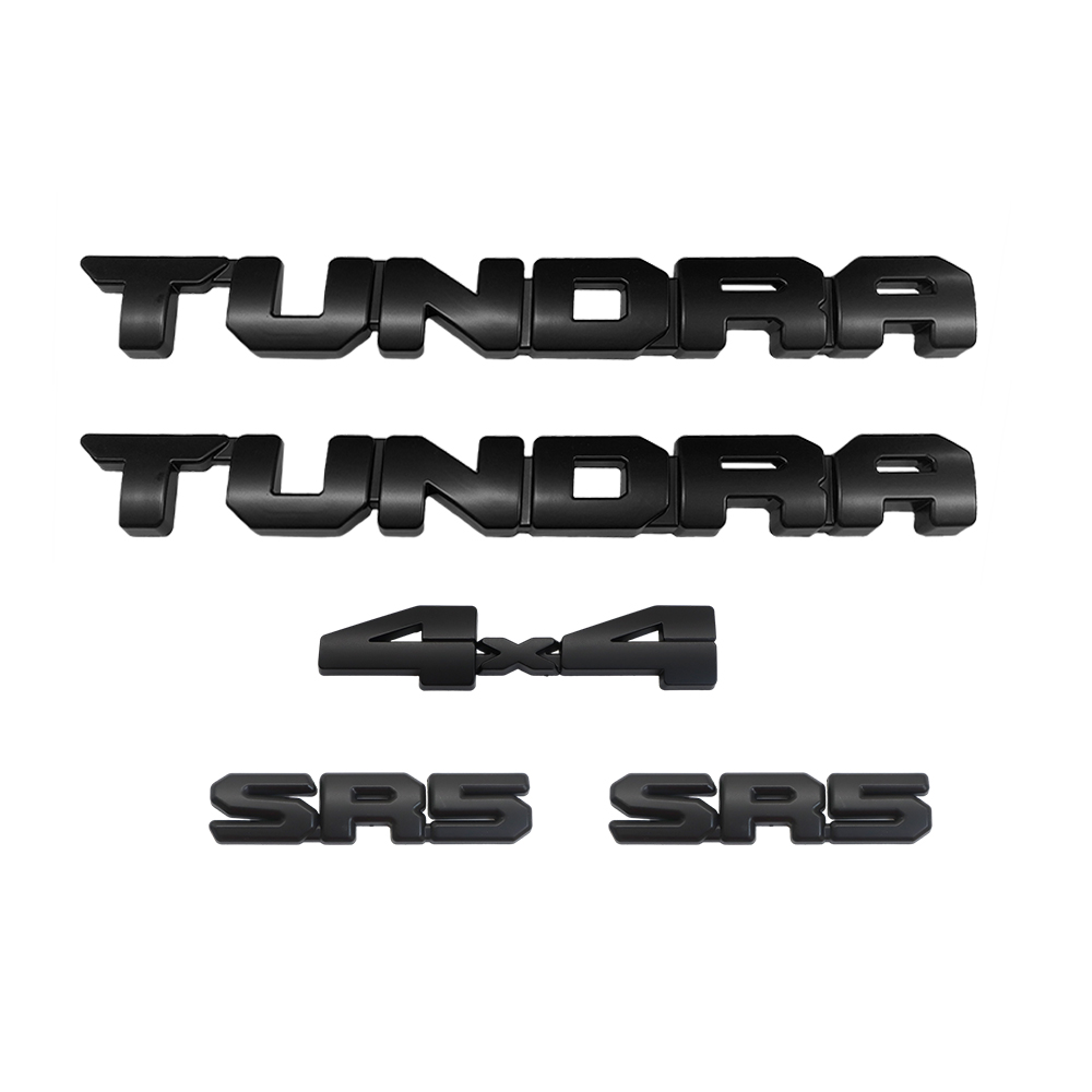 5PCS 2022-2025 Tundra 4X4 SR5 Plastic Door Side Rear Trunk Overlay Emblem Matte Black Toyota