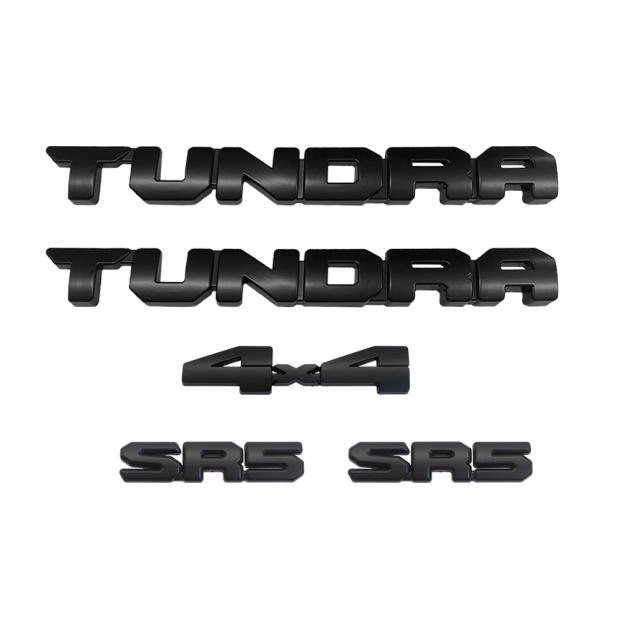 5PCS 2022-2025 Tundra 4X4 SR5 Plastic Door Side Rear Trunk Overlay Emblem Matte Black Toyota