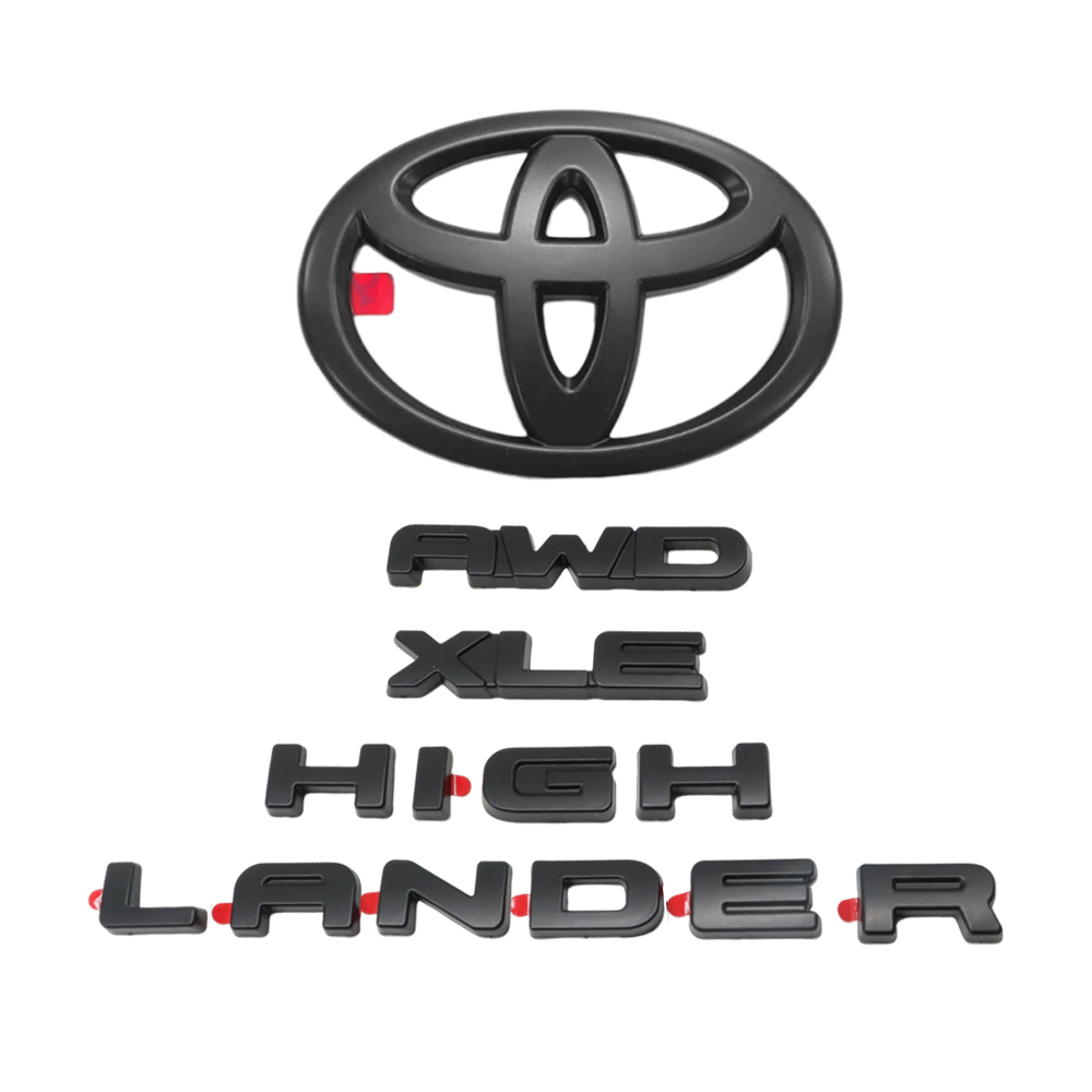 4Pcs 2020-2025 Highlander AWD XLE ABS Plastic Rear Liftgate Overlay Emblem Matte Black Toyota PT948-4820A-02