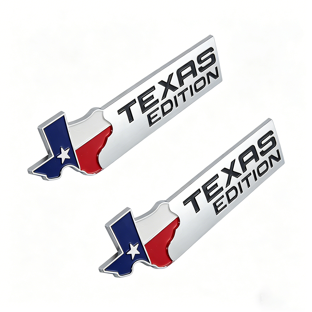 2Pcs Universal Plastic Texas Edition Door Fender Side Rear 3D Badge Silver Chevrolet