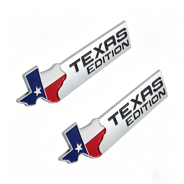 2Pcs Universal Plastic Texas Edition Door Fender Side Rear 3D Badge Silver Chevrolet