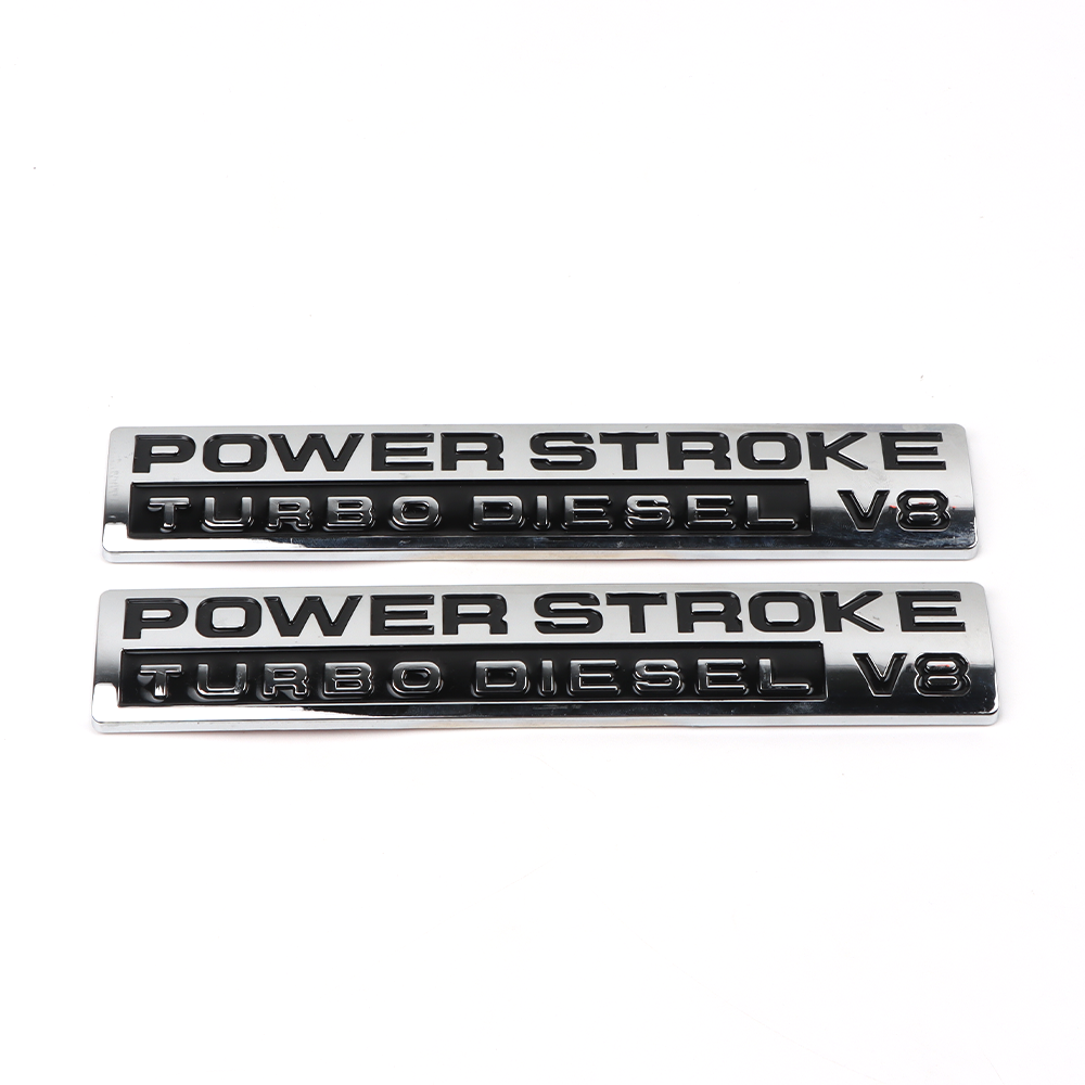 2pcs For 05-10 POWER STROKE Turbo DIESEL V8 Door Side Fender Badge Chrome Black Ford 5C3Z9942528AA
