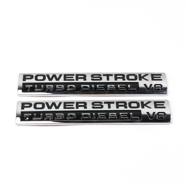 2pcs For 05-10 POWER STROKE Turbo DIESEL V8 Door Side Fender Badge Chrome Black Ford 5C3Z9942528AA