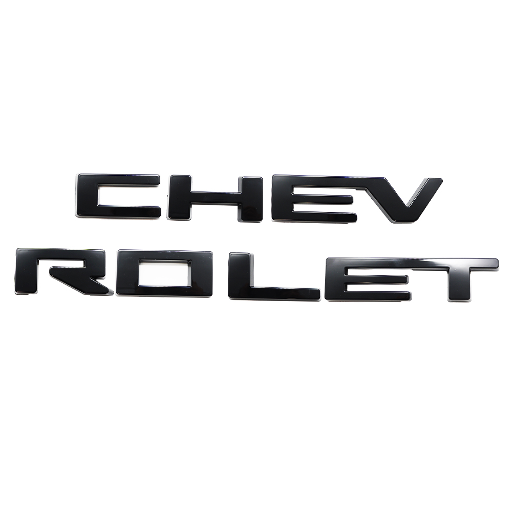 2022-2026 Silverado Custom ABS Plastic Front Grille Overlay Letter Gloss Black Chevrolet