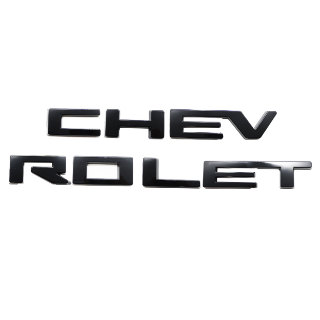 2022-2026 Silverado Custom ABS Plastic Front Grille Overlay Letter Gloss Black Chevrolet