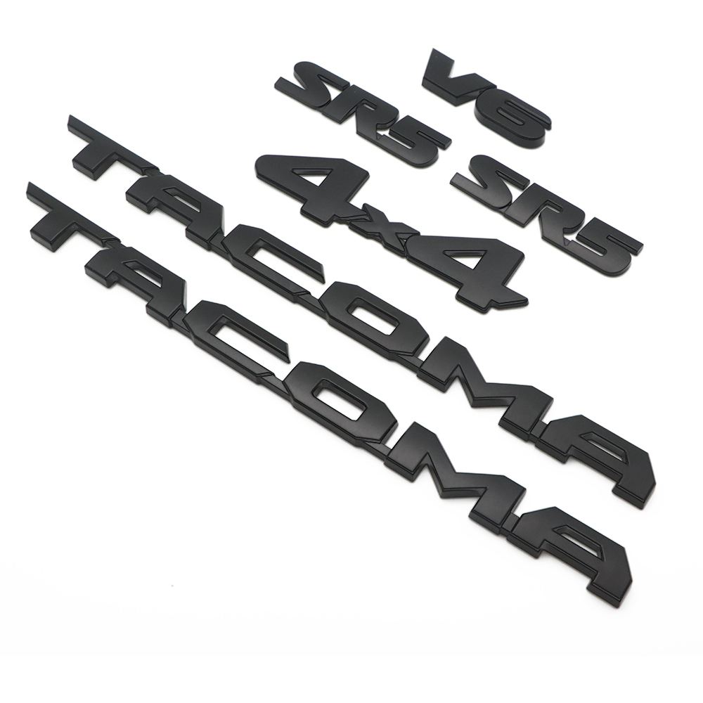 6PCS 2016-2023 Tacoma Emblem  3D Badge Letters Kit SR5 V6 4x4 Matte Blackout Toyota