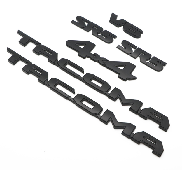 6PCS 2016-2023 Tacoma Emblem  3D Badge Letters Kit SR5 V6 4x4 Matte Blackout Toyota