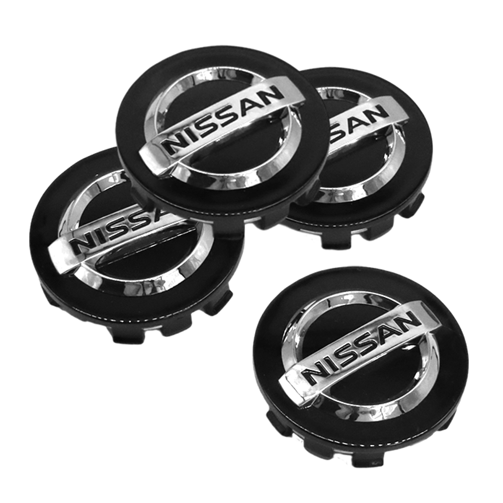 4PCS Fit 1996-2020 Altima Maxima Murano Sentra Rogue Metal Wheel Center Cap 54mm Black Silver 40343 AU51A 
