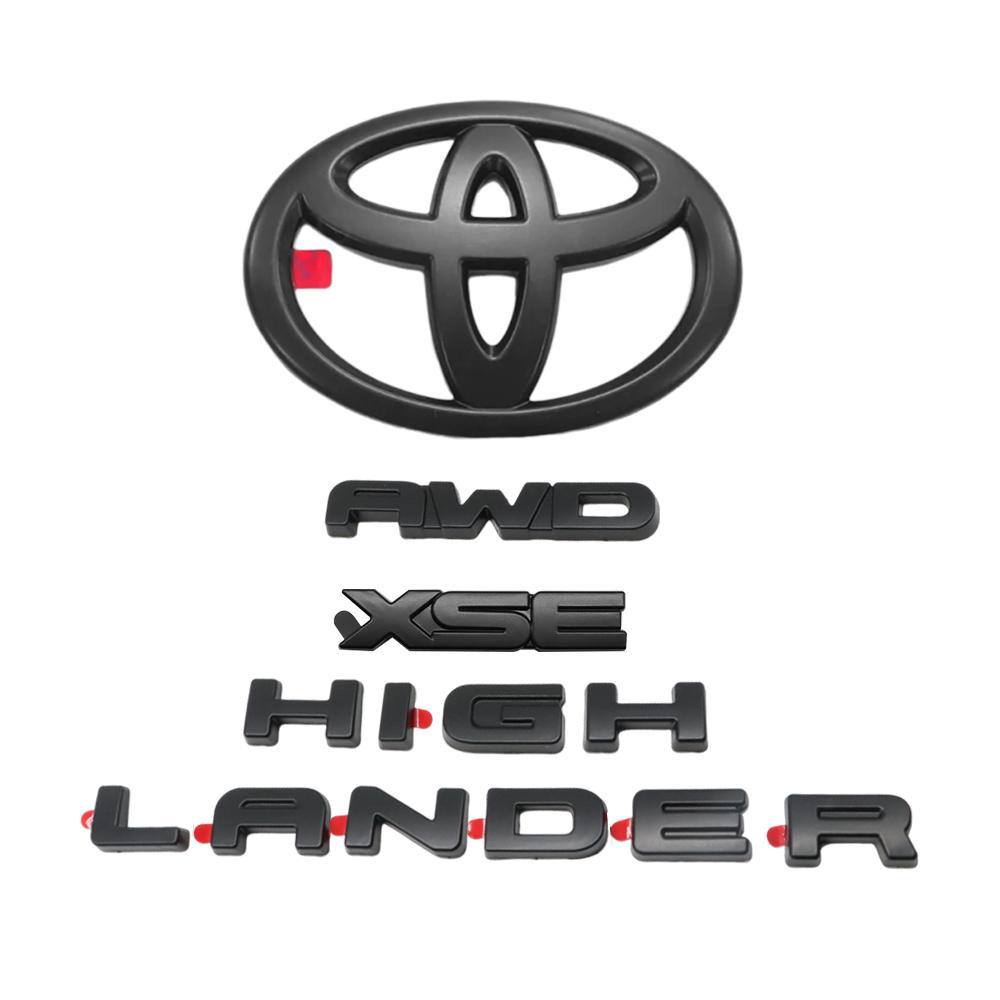 4pcs 2021-2025 Highlander XSE AWD Plastic Rear Tailgate Overlay Emblem Matte Black Toyota PT948-48200-02