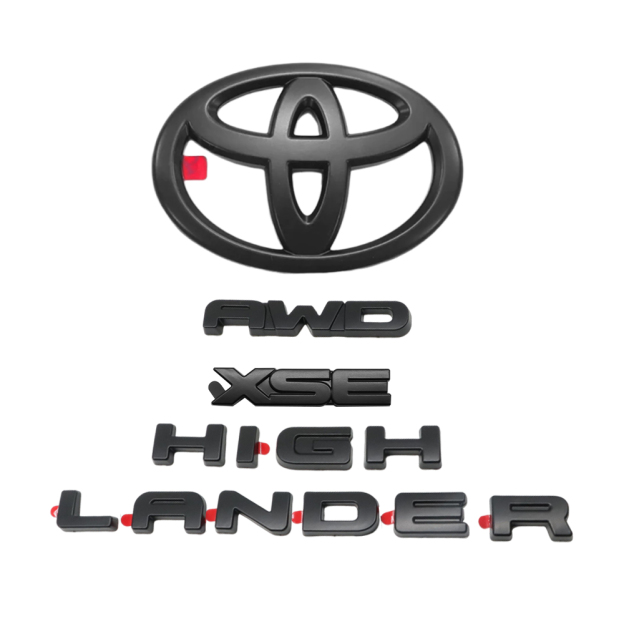 4pcs 2021-2025 Highlander XSE AWD Plastic Rear Tailgate Overlay Emblem Matte Black Toyota PT948-48200-02