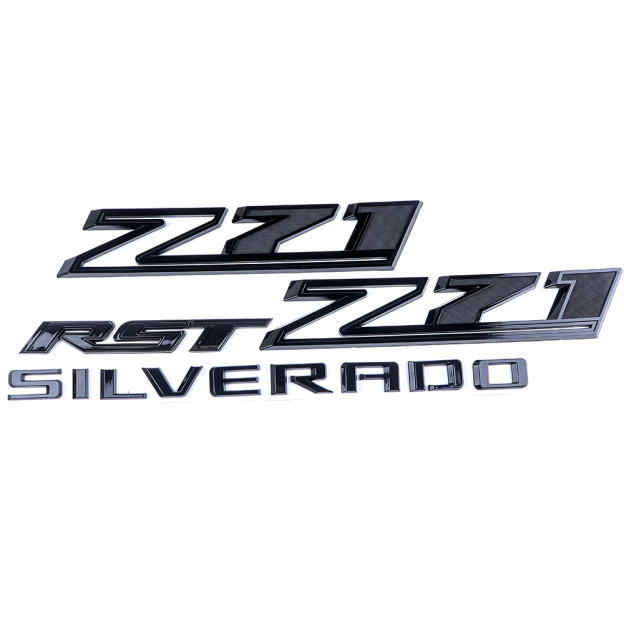 4PCS 2019-2026 Silverado RST Z71 ABS Plastic Fender Tailgate Liftgate Emblem Gloss Black Chevrolet