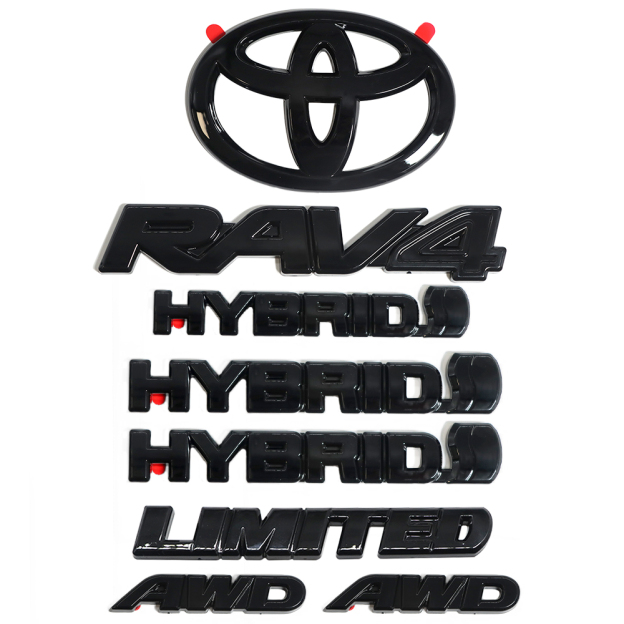 8pcs 2019-2025 RAV4 Limited AWD Hybrid Emblem Overlay Gloss Black Toyota