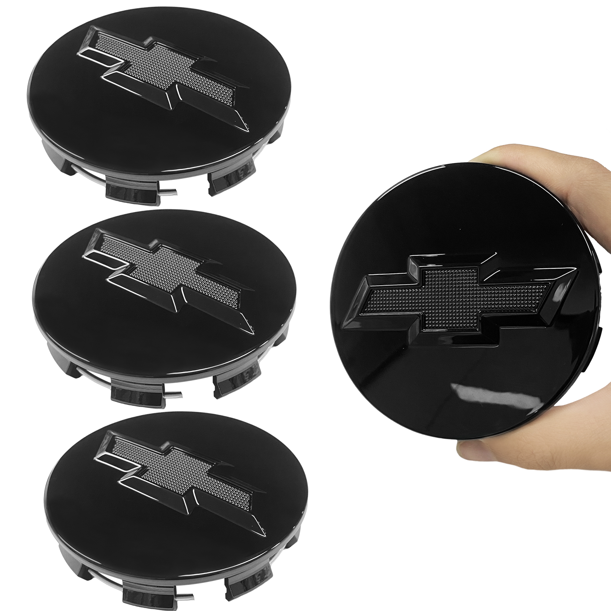 4Pcs 2007-2019 Suburban Silverado Tahoe Plastic Wheel Center Caps Gloss Black Chevrolet 83mm