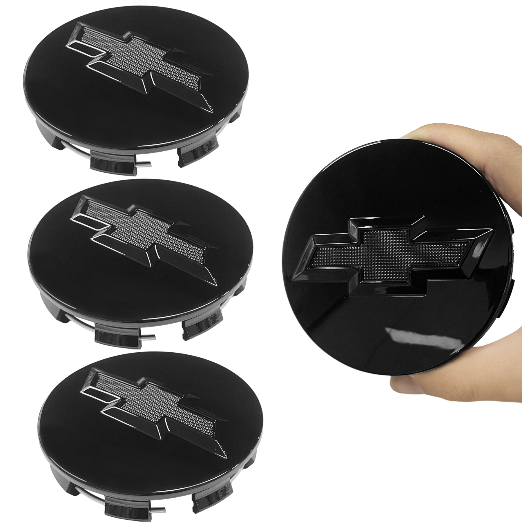 4Pcs 2007-2019 Suburban Silverado Tahoe Plastic Wheel Center Caps Gloss Black Chevrolet 83mm
