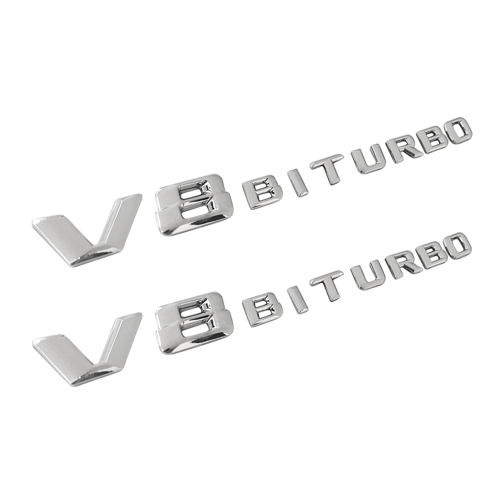 2pcs 3D For 2017-2026 AMG GT E63 GLC63 S63 V8 BiTurbo Side Fender Letter ABS Glossy Silver Decal Mercedes-Benz A 213 817 99 00