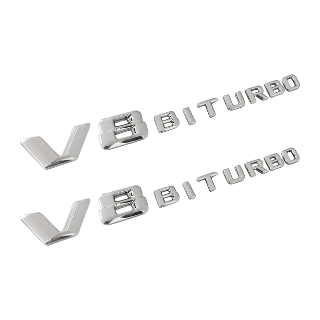 2pcs 3D For 2017-2026 AMG GT E63 GLC63 S63 V8 BiTurbo Side Fender Letter ABS Glossy Silver Decal Mercedes-Benz A 213 817 99 00