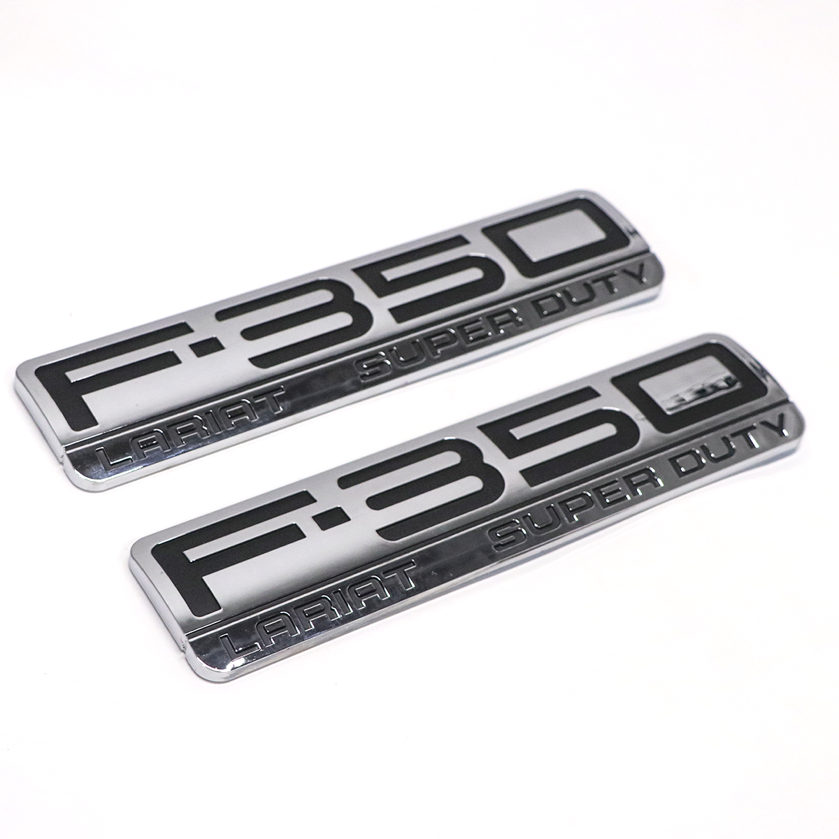 2Pcs 2005-2007 F-350 Lariat Super Duty Fender Badge ABS Chrome Black Ford 3D Sticker Decal Nameplate