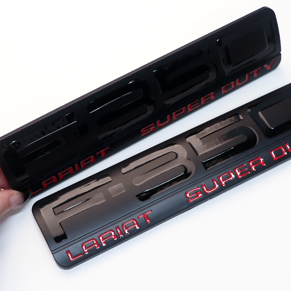 3Pcs 2005-2007 F-350 Lariat Super Duty Fender & Tailgate Badge ABS Black Red Ford 3D Rear Sticker Decal Nameplate