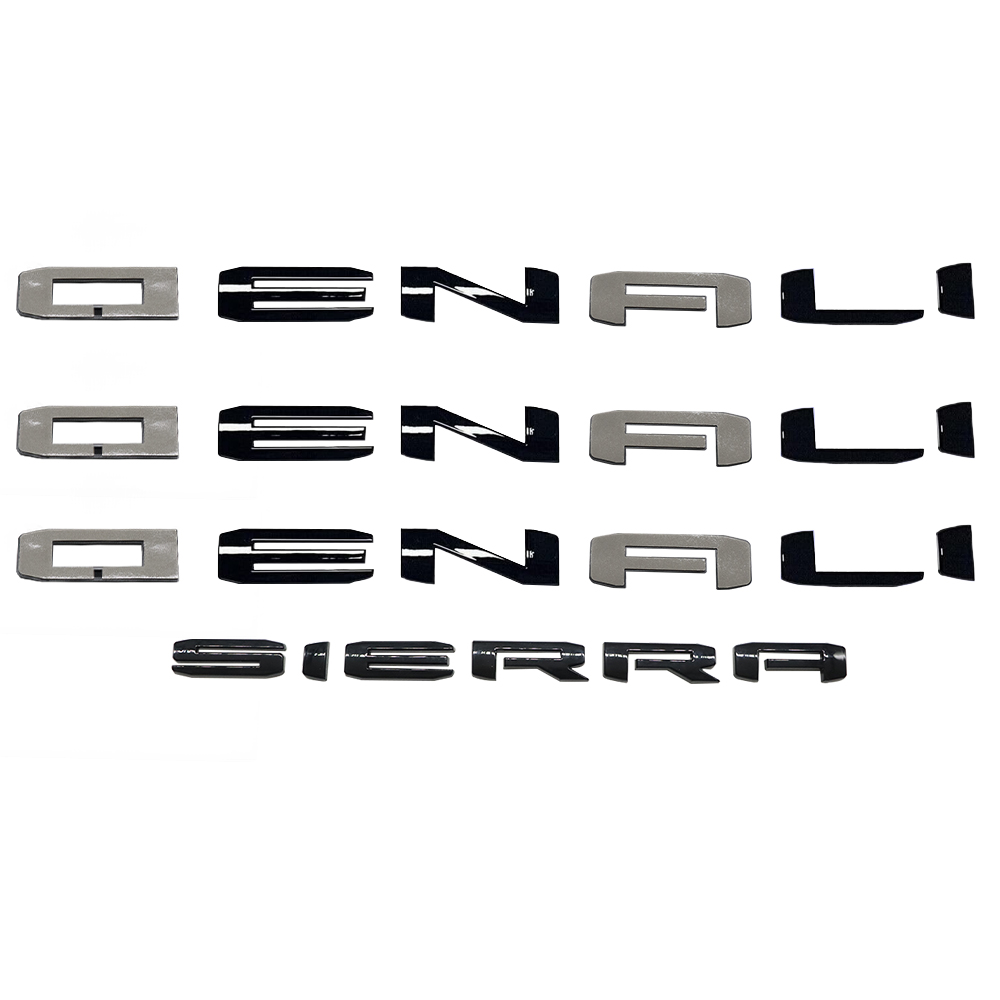 4Pcs 2019-2024 Denali Sierra 1500 2500HD 3500HD ABS Plastic Door Side Letters Gloss Black GMC