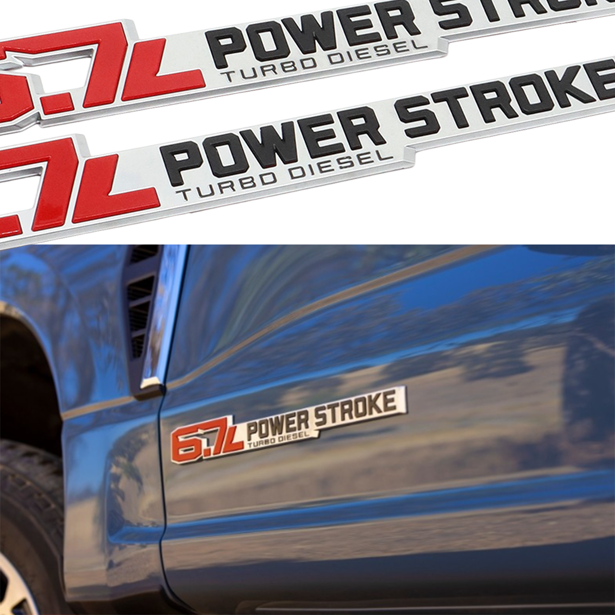 2017-2026 F-250 F-350 F-450 F-550 Super Duty Fender Badge ABS Red Black Ford Self-Adhesive Decal Nameplate