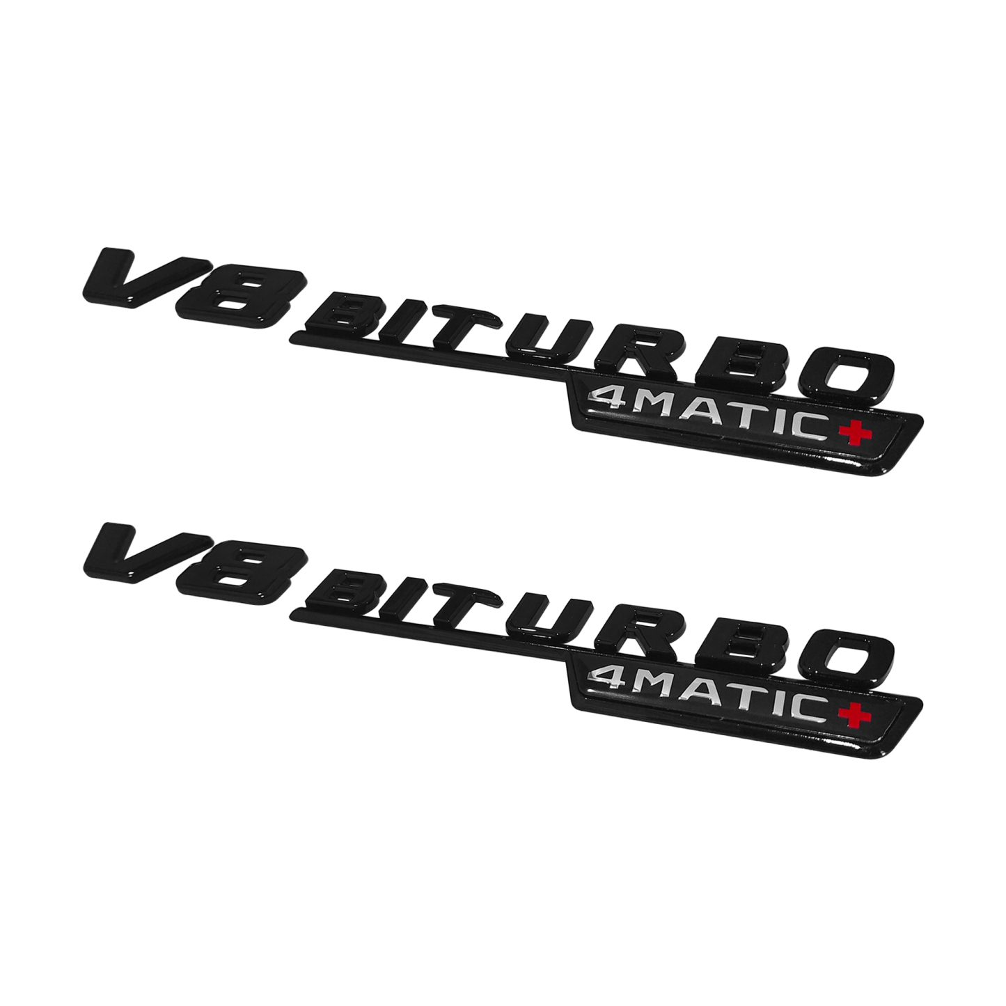 2Pcs 2021-2026 AMG ABS V8 BITURBO 4MATIC+ Letter Side Fender Gloss Black Benz A1678176600