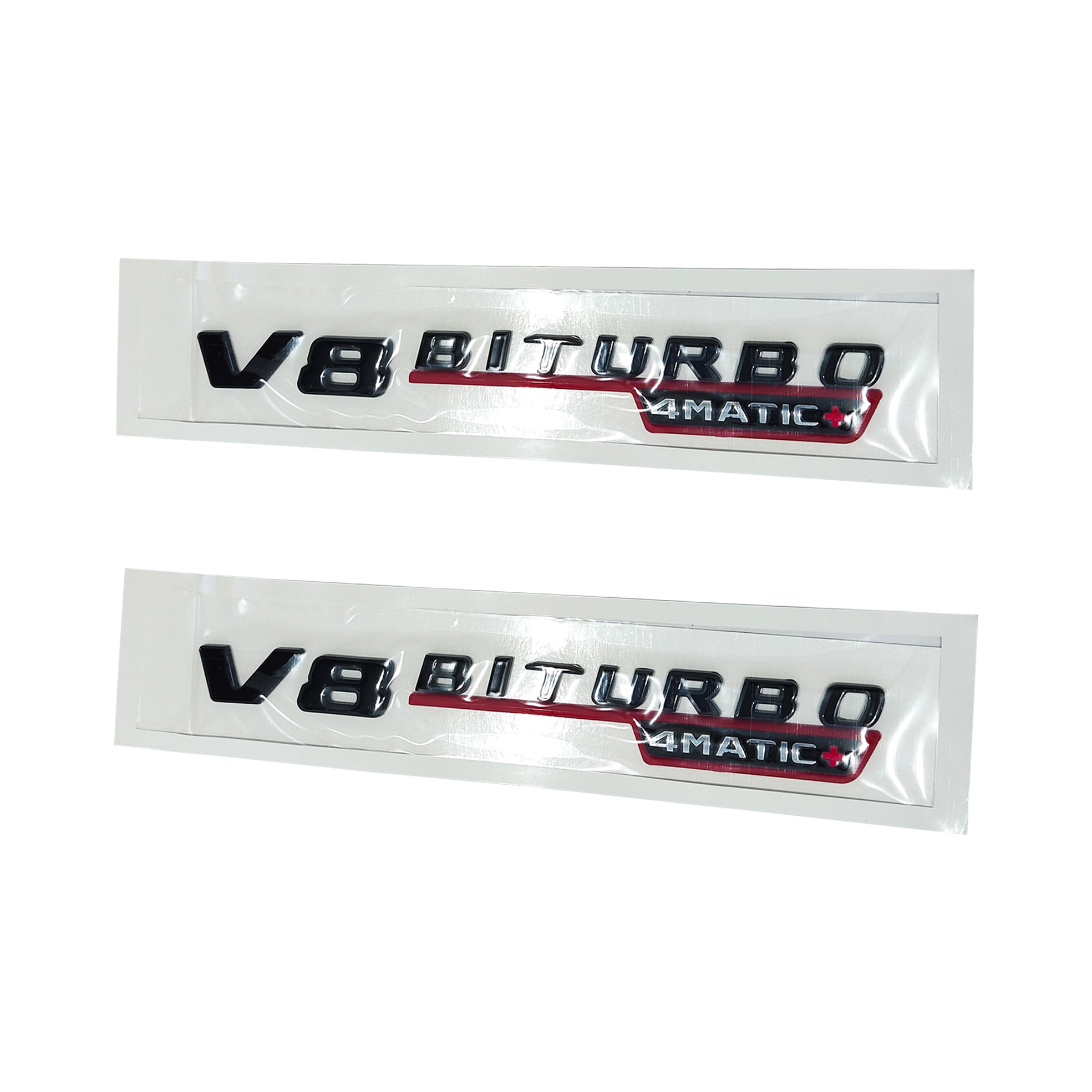 2Pcs 2021-2026 AMG ABS V8 BITURBO 4MATIC+ Letter Side Fender Gloss Black Red Benz A1678176600