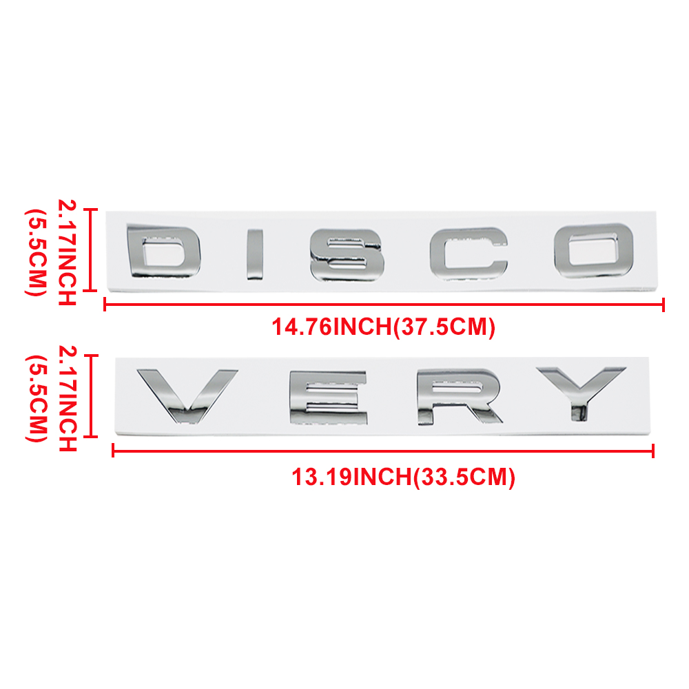 1pc Discovery Plastic Front Hood / Rear Tailgate Letters Sticker Glossy Silver Land Rover 