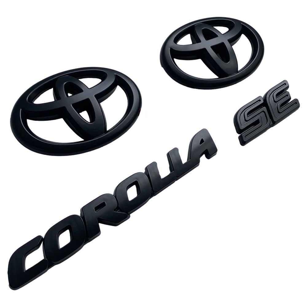 4PCS 2020-2025 Corolla SE ABS Front & Rear Blackout Overlay 3D Emblems Matte Black Toyota PT948-02202-02