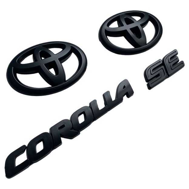 4PCS 2020-2025 Corolla SE ABS Front & Rear Blackout Overlay 3D Emblems Matte Black Toyota PT948-02202-02