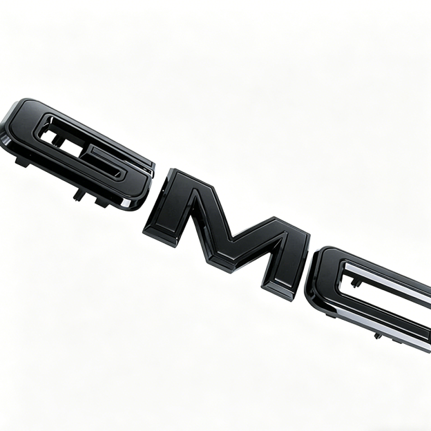 1Pc 2019-2025 Sierra Yukon Canyon ABS Plastic Front Grille Emblem Gloss Black GMC 