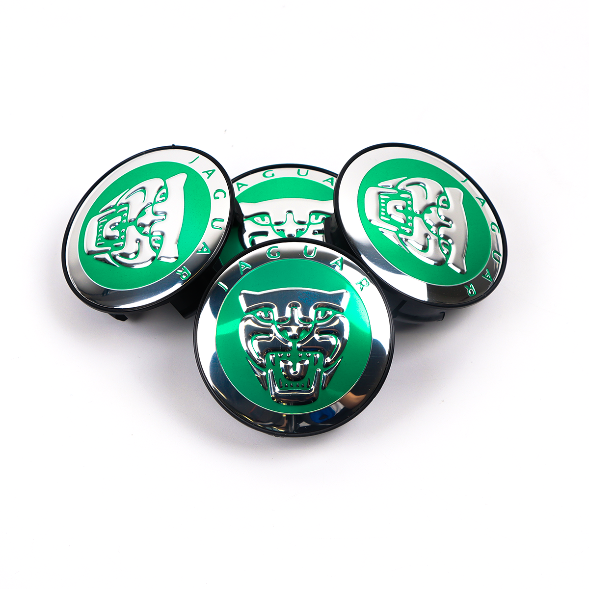 4Pcs 2010-2023 XJ XJR F-Type XF XE F-PACE I-PACE Wheel Center Caps 58mm Green Chrome Set Jaguar Rim Hub Center Cap
