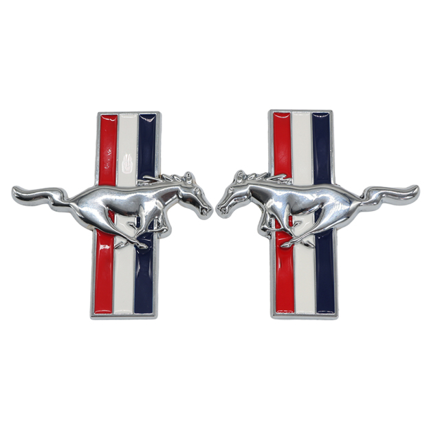 Ford Mustang GT Side Fender Running Horse Emblems Badges Nameplate 3D Stickers Decals Chrome Blue Red White 2PCS SET  