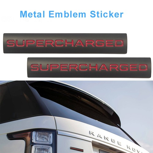2Pcs Land Rover SUPERCHARGED Rear Tailgate Liftgate Letter Badge Metal Black White