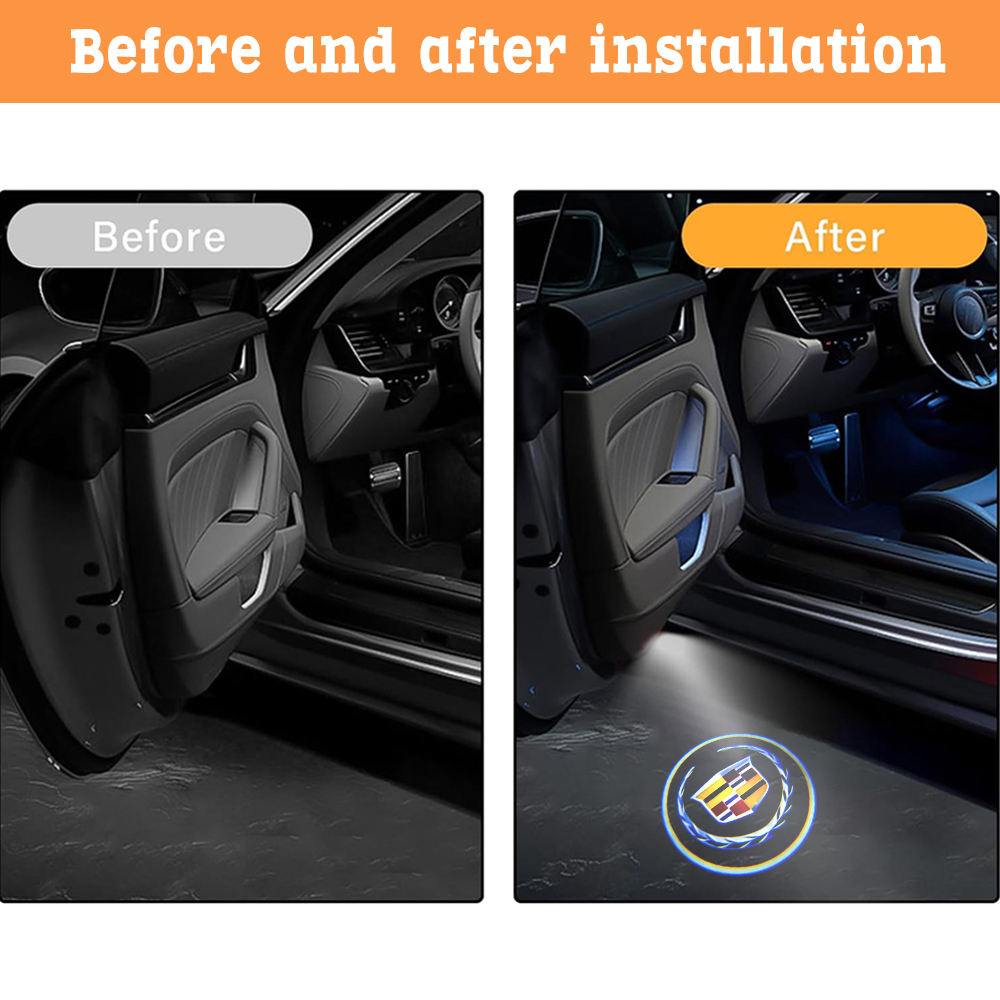 2PCS ATS SRX XT5 XTS Colour Ghost LED Door Step Courtesy Shadow Lights Cadillac