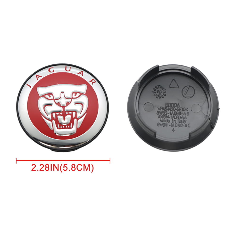 4Pcs 2010-2023 XJ XJR F-Type XF XE F-PACE I-PACE Wheel Center Caps 58mm Red Chrome Set Jaguar Rim Hub Center Cap