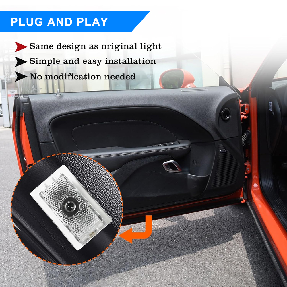2pcs For 2006-2023 Charger // Car LED Door Projector Puddle Lights HD Lamps White Red Dodge 