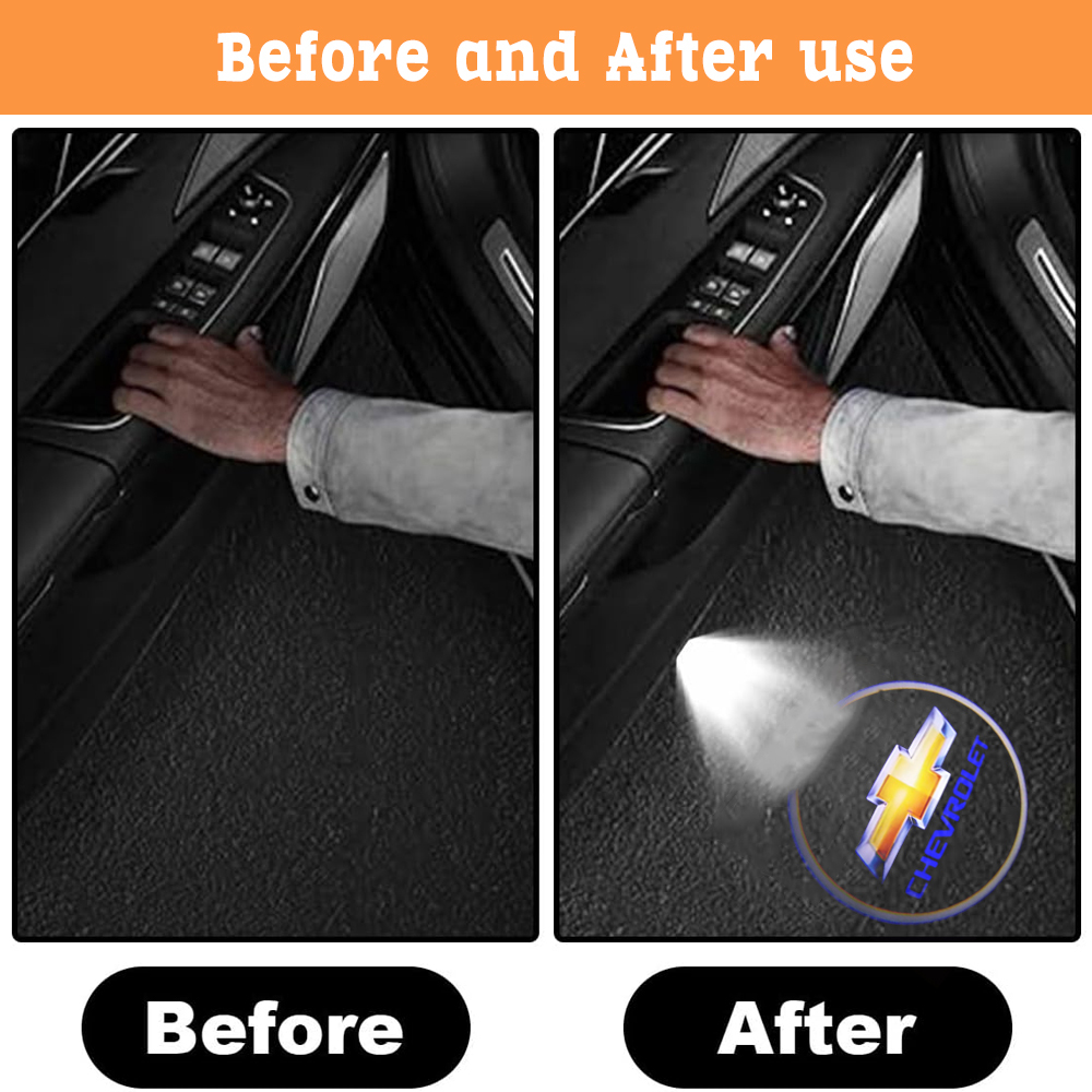 2PCS Projector emblem Ghost Courtesy Door Step LED Light Universal Chevrolet 