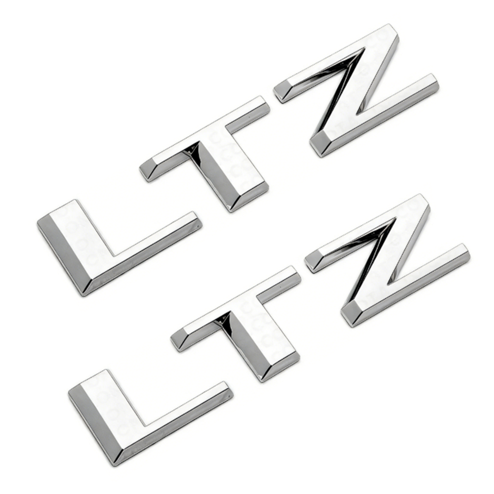 2Pcs 2007-2018 Silverado 1500 LTZ ABS Plastics Raised Tailgate Rear Letter Gloss Silver Chevrolet