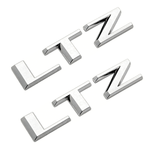 2Pcs 2007-2018 Silverado 1500 LTZ ABS Plastics Raised Tailgate Rear Letter Gloss Silver Chevrolet