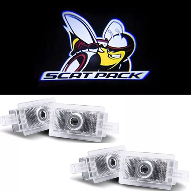 4pcs For 2006-2023 Charger Scat Pack Bee HD Car LED Door Courtesy Puddle projector Light Dodge 